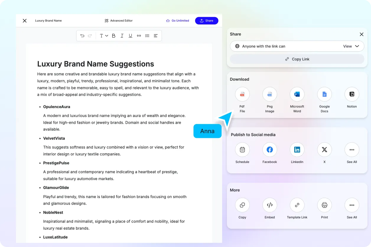 Free AI Brand Name Generator, Online Brand Name Generator Tool
